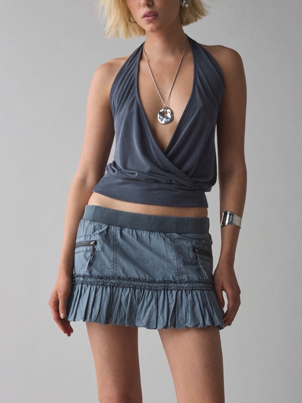 NWOT Urban Outfitters Silence + Noise Alexis Bubble Hem Cargo Skirt